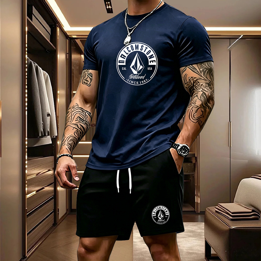 Mens Fashion Modern - Мужской повседневный спортивный костюм-двойка: классическая футболка