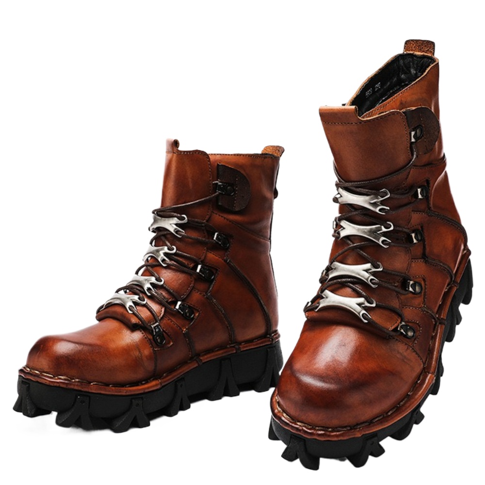 Mens Fashion Combat Boots - Модные мужские мотоциклетные ботинки из натуральной