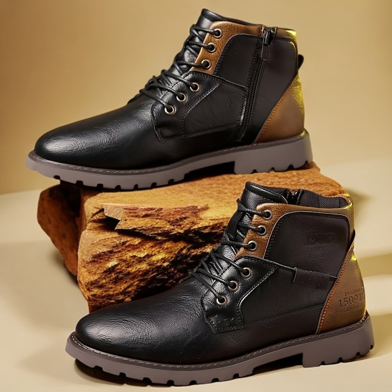 Mens Fashion Combat Boots - Кожаные мужские ботинки до щиколотки больших