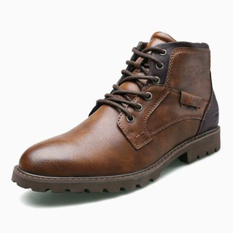 Mens Fashion Combat Boots - Кожаные мужские ботинки до щиколотки больших