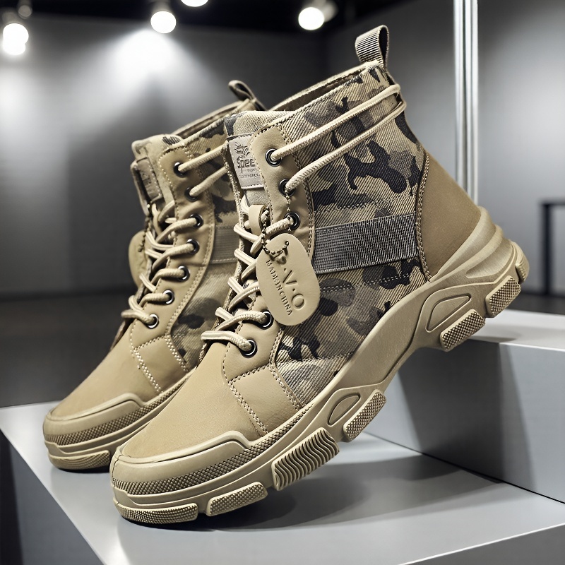 Mens Fashion Combat Boots - Мужские армейские ботинки средней высоты на