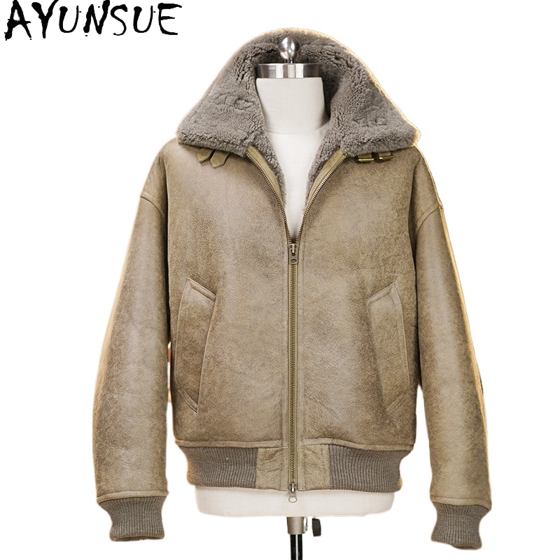 Mens Fashion Winter 2025 - AYUNSUE Высококачественная пальто из натурального меха,