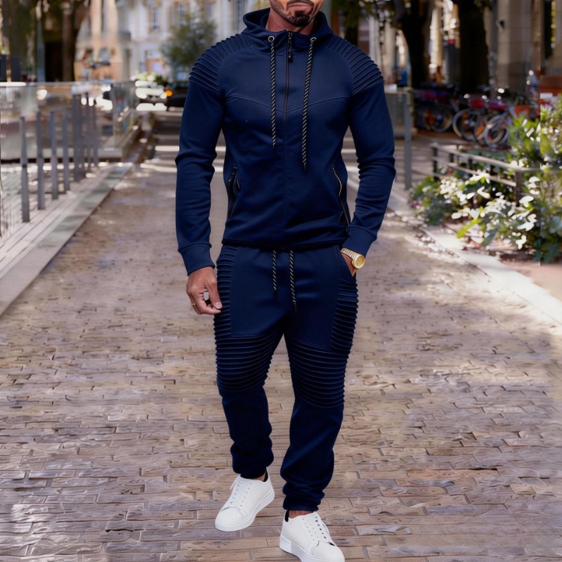 Jogger Sweatpants Men - Мужской спортивный костюм с плиссированными деталями
