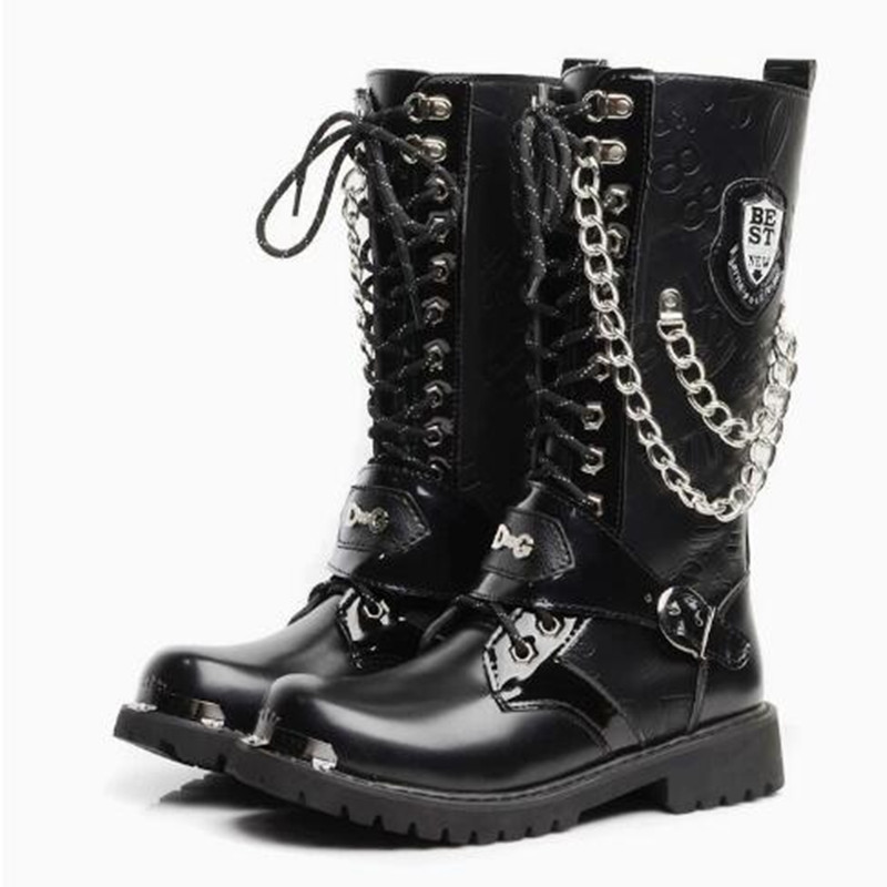 Mens Fashion Combat Boots - Мужские модные мотоциклетные ботинки до середины