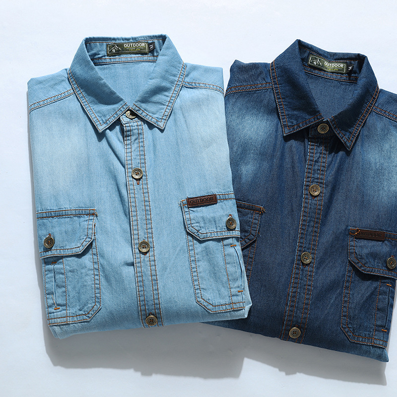 Jeans Shirt Fashion For Men - Новые модные мужские светло-голубые джинсовые рубашки