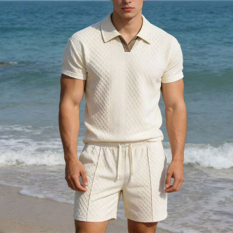 Queer Men'S Fashion - Летний мужской костюм 2026: однотонный вафельный