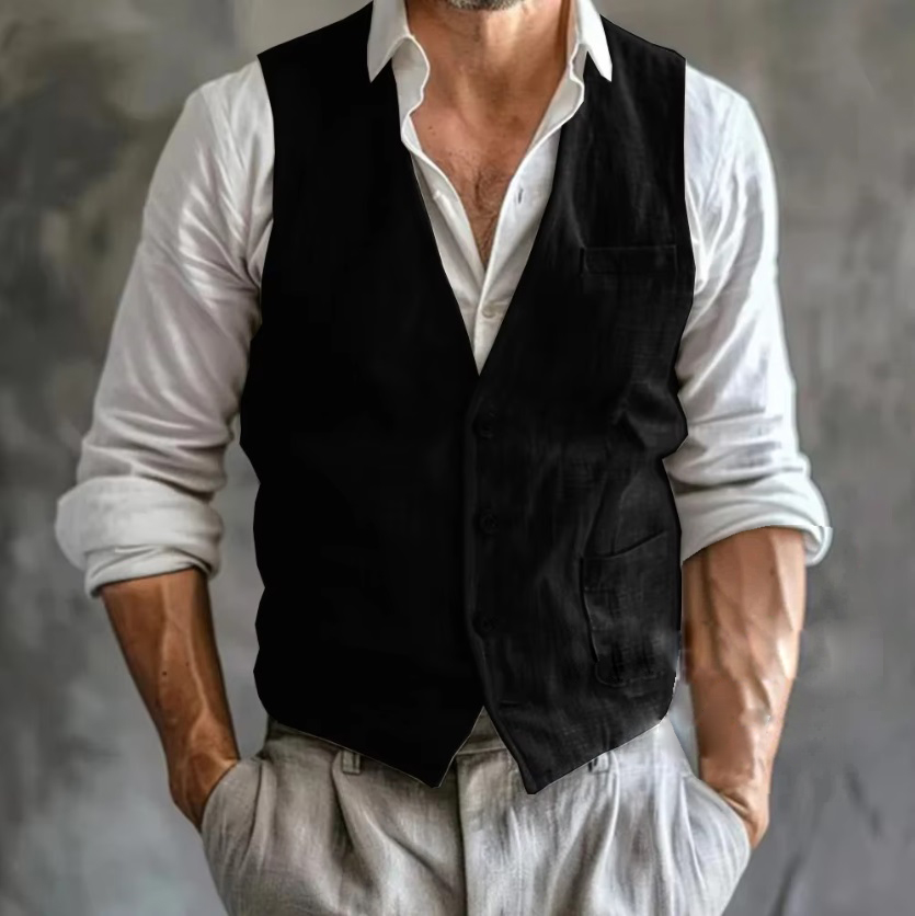 Мужской льняной жилет, летний  – обзор и цена Formal Waistcoat Vest