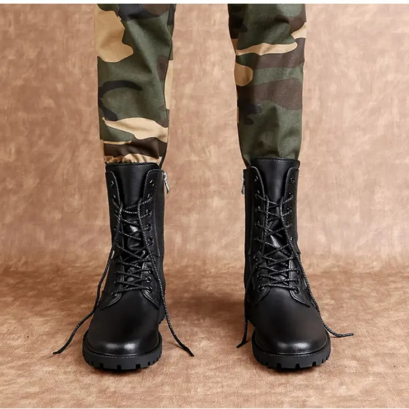 Мужские кожаные ботинки средне – обзор и цена Mens Fashion Combat Boots