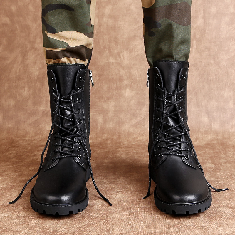 Мужские кожаные ботинки средне – обзор и цена Mens Fashion Combat Boots