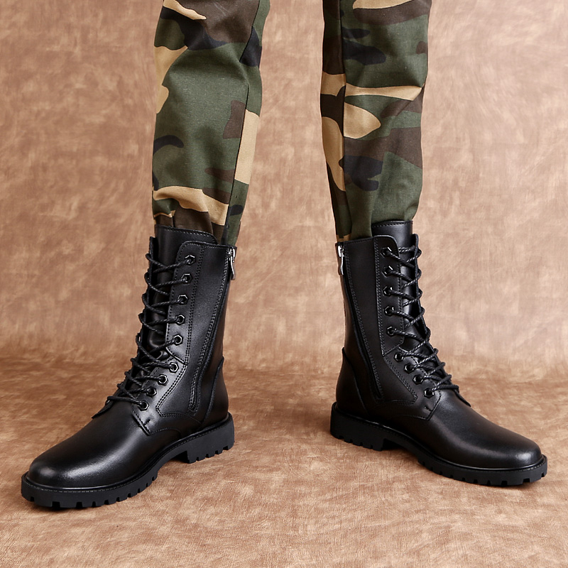 Мужские кожаные ботинки средне – обзор и цена Mens Fashion Combat Boots