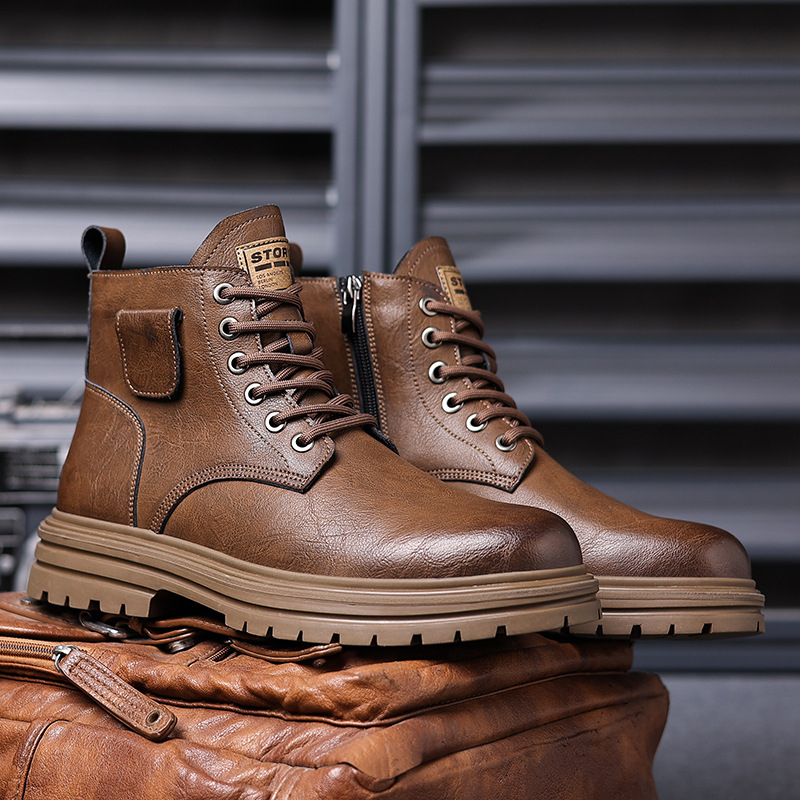 Мужские коричневые винтажные к – обзор и цена Mens Fashion Combat Boots